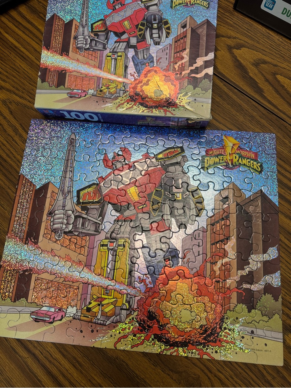 Mighty Morphin Power Rangers Holographic Puzzle - Red & Silver Megazord
